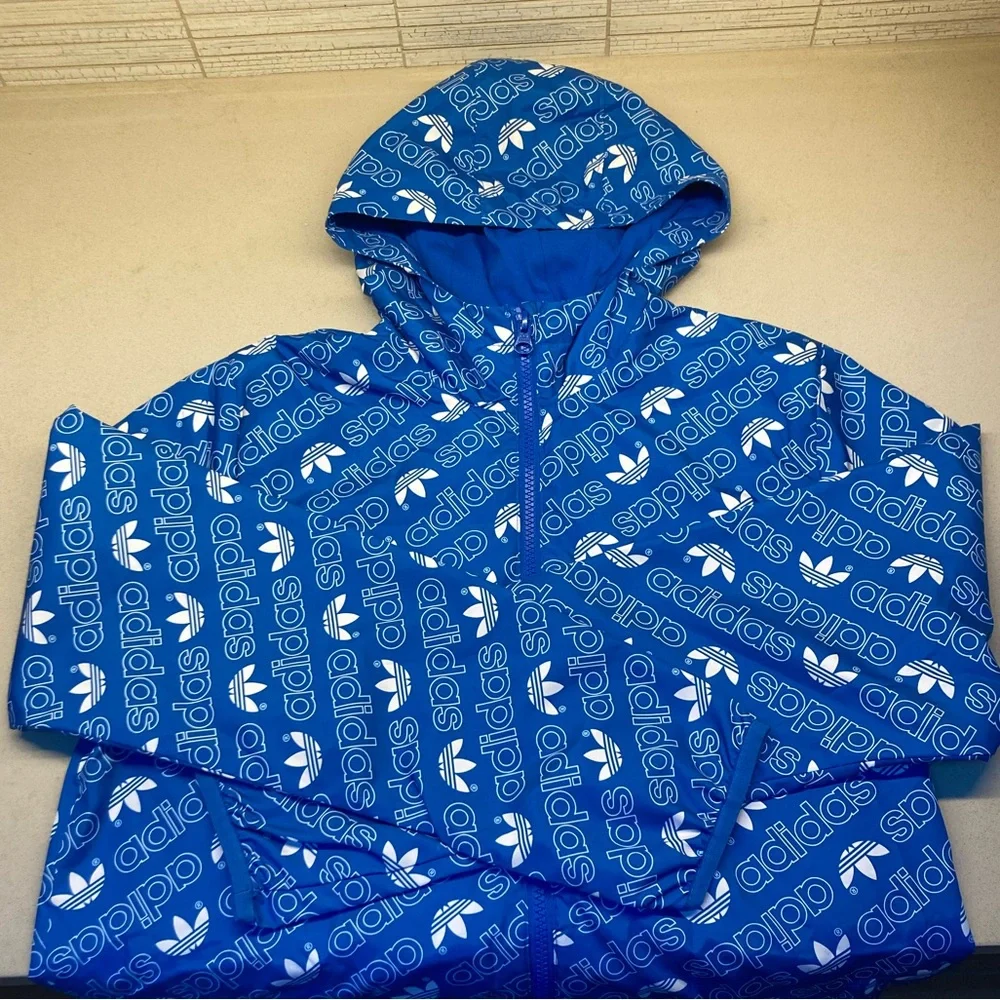 ADIDAS 💙 Trefoil Logo Hooded Windbreaker - Picture 5 of 9